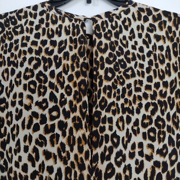 Equipment Aubrey Leopard Print 100% Silk Shift Dress Size Small Pockets Keyhole - Picture 7 of 9